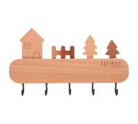 SOIMISS Wall Mounted Key Holder with Metal Hooks Small Black Nordic Style Wood Key Decor Rack for Entryway and Hallway Towel Hanger for Home and Office