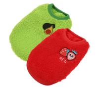 SOIMISS Warm Wear-Resistant Rabbit Garment 2pcs Set Decorative Vests for Pet Rabbits and Guinea Pigs, Portable XS Size in Avocado and Strawberry Red, Washable Bunny Clothes for Small