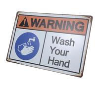 SOIMISS Wash Hands Sign for Public Places and Restrooms, Easy to Clean Iron Safety Warning Sticker, Clean Reminder Hand Washing Sign for Business Hygiene