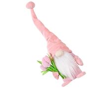 SOIMISS Wear-Resistant Pink Flower Gnome Doll Tabletop Decor Desktop Dwarf Ornament for Mother's Day and Valentine's Day Home Accents