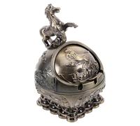 SOIMISS Windproof Vintage Metal Ashtray with Lid, Portable Bronze Finish Ashtray for Cigarettes and Cigars, Decorative Indoor and Patio Use for Home and Office