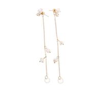 SOIMISS Wireless Earphone Holder with Loss Chain Stylish Pearl Earrings Secure Silicone Fit for Stable Listening Durable Copper Silicone Construction Korean Style Design