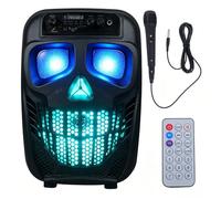SOIMISS Wireless Karaoke Speaker Colorful LED Light Portable Machine Microphone Outdoor Party Family Gathering Big Sound Equipment System Dynamic Audio Player Singing Media Streamer Gear 15.13 Inches