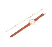 SOIMISS Women Bracelet and Watch Set with Star Moon Design, Leather Band and Quartz Movement, Practical and Precise, Elegant Brown Colour for Parties and Leisure Activities, Christmas