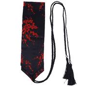 SOIMISS Women Kimono Japanese Ethnic Style Embroidered Kimono Sash Waist Band Cinch Boho Waist Belt with Weaving Tassel for Yukata Robe Accessories Black Red