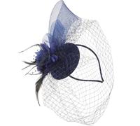 SOIMISS Women Mesh Fascinator Headband, Tea Party Fascinator Headband, Navy Fabric Mesh Headpiece, Lightweight Easy to Wear, for Women, Birthday Photo Prop