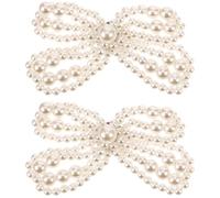 SOIMISS Women’S Removable Pearl Shoe Clips for High Heels Decorative Bow Charms for Weddings Parties Proms and Casual Outings