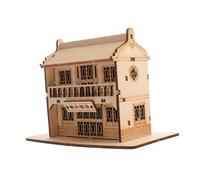 SOIMISS Wooden DIY Public House Puzzle for Educational Model Kit with Motor Accessory Creative Building Enhancing Patience Imagination and Motor Skills Compact Desktop Decoration
