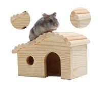 SOIMISS Wooden Hamster Hut Moveable Pet House Habitat for Mice Small Animals Natural Wood Hideout with Door Promotes Nesting and Chewing Instincts