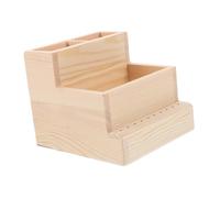 SOIMISS Wooden Nail Drill Bit Storage Holder with Large Capacity Compartments Solid Manicure Supply Organizer for Nail Art Tools Portable Beauty Salon Storage Box