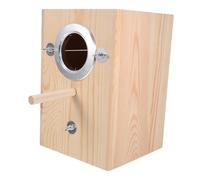 SOIMISS Wooden Parrot Breeding Box with Painted Flip-top Bird Nesting Box for Small Birds Parakeets and Lovebirds for Natural Nesting and Resting