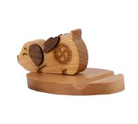 SOIMISS Wooden Pig Shaped Phone Support Holder Cute Desktop Mobile Bracket Practical Phone Stand for Home Office Dorm Bedroom Decor