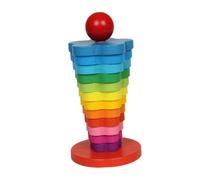 SOIMISS Wooden Rainbow Stacker Educational Column Game for Early Learning Building Blocks Enhance Creativity and Social Skills