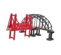 SOIMISS Wooden Train Track Accessories Set with Suspension Bridge and Railway Expansion for Creative DIY Play Educational Model Railway Accessory for S Train