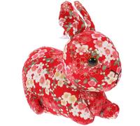 SOIMISS Year of The Bunny Pp Cotton Stuffed Rabbit Doll, Floral Pattern Plush for New Year Home Decoration, Soft Bunny Plaything and Collectors