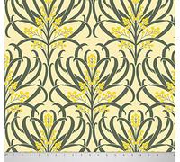 Soimoi 105 GSM Floral Printed 44" Inches Wide Decorative polyester Satin Fabric For Sewing By The Meter - Pale Yellow