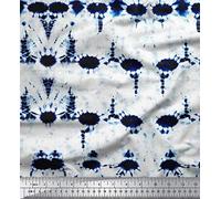 Soimoi 115 GSM Shibori Print Indigo Blue 58 Inches Wide Decorative Viscose Rayon Fabric By The Meter