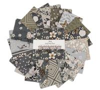 Soimoi 40 Pcs 10 x 10 inches Printied Quilting Fabric Bundles Precut, DIY Cotton Fabric Square, Printed Layer Cakes Patchwork Materials for Craft, Charm Squares for Quilts, Sewing - Greige Petal Patch