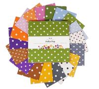 Soimoi 40 Pcs Cotton Fabric Squares Bundles Charm Packs for Quilting, Fat Quarter Layer Cakes, Precuts Quilt Squares 10 x 10 inches, DIY Fabric Bundle - Polka Pop