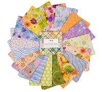 Soimoi 40 Pcs Printed Cotton Fabric Squares Bundles Charm Packs for Quilting, Fat Quarter Layer Cakes, Scraps for Crafts,Precuts Quilt Squares 5 x 5 inches, DIY Fabric Bundle