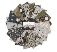 Soimoi 40 Pcs Printed Cotton Fabric Squares Bundles Charm Packs for Quilting, Fat Quarter Layer Cakes, Scraps for Crafts,Precuts Quilt Squares 5 x 5 inches, DIY Fabric Bundle - Greige Petal Patch