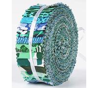 Soimoi 40Pcs Animals Print Precut Fabrics Strips Roll Up 1.5x42inches Cotton Jelly Rolls for Quilting - Teal Green