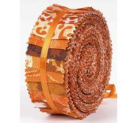 Soimoi 40Pcs Animals Print Precut Fabrics Strips Roll Up 1.5x42inches Cotton Jelly Rolls for Quilting - Orange