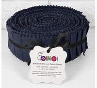 Soimoi 40Pcs Solid Dark Navy Blue Precut Fabrics Strips Roll Up 1.5 Inches Cotton Jelly Rolls for Quilting