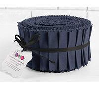 Soimoi 40Pcs Solid Dark Navy Blue Precut Fabrics Strips Roll Up 2.5 Inches Cotton Jelly Rolls for Quilting