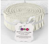 Soimoi 40Pcs Solid Off White Precut Fabrics Strips Roll Up 1.5 Inches Cotton Jelly Rolls for Quilting