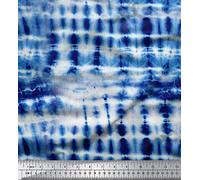 Soimoi 58 Inches Wide Indigo Blue Cotton Poplin Fabric Shibori Printed Sewing Material By The Meter