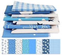 Soimoi 8 Pc Fat Quarter Bundle, Baby Boy Print 18"x 22" DIY Patchwork-100% Cotton Pre-Cut Quilting Fabric Blue&White