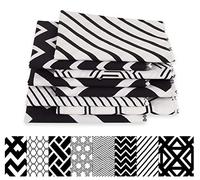 Soimoi 8 Pc Fat Quarter Bundle-Geometric Print 18"x 22" DIY Patchwork-100% Cotton Pre-Cut Quilting Fabric (White & Black)