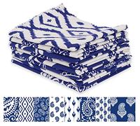 Soimoi 8 Pc Fat Quarter Bundle-Paisleys Print 18"x 22" DIY Patchwork-100% Cotton Pre-Cut Quilting Fabric Blue