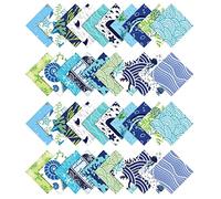 Soimoi Beach Ocean Print Precut 5-inch Cotton Fabric Quilting Squares Charm Pack DIY Patchwork Sewing Craft-Blue