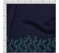 Soimoi Blue Cotton Canvas Fabric Leaves & Flower Panel Print Fabric by The Yard 42 Inch Wide