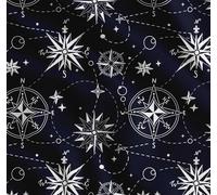 Soimoi Blue Cotton Poplin Fabric Direction Compass Nautical Print Fabric by metre 42 Inch Wide