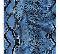 Soimoi Blue Silk Fabric Leopard & Snake Animal Skin Printed Craft Fabric by the metre 42 Inch Wide