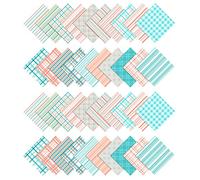 Soimoi Check Print Precut 5-inch Cotton Fabric Quilting Squares Charm Pack DIY Patchwork Sewing Craft-Teal Blue