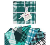 Soimoi Check & Tartan Print Precut 5-inch Cotton Fabric Quilting Squares Charm Pack DIY Patchwork Sewing Craft-Blue & Green