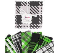 Soimoi Check & Tartan Print Precut 5-inch Cotton Fabric Quilting Squares Charm Pack DIY Patchwork Sewing Craft-Green & Black