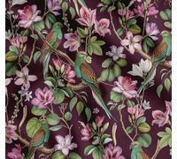 Soimoi Cotton Cambric Fabric - Bird Print- Burgundy - 56 Inch Wide, Fine Weave Fabric for Sewing Kurtas, Summer Dresses, Crafts, Quilting, Baby Apparel & DIY Projects