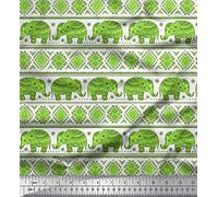 Soimoi Cotton Canvas Fabric Aztec & Tribal Elephant Ethnic Printed Craft Fabric by The metre 42 Inch Wide