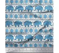 Soimoi Cotton Canvas Fabric Aztec & Tribal Elephant Ethnic Printed Fabric 1 metre 56 Inch Wide