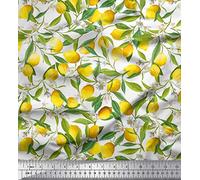 Soimoi Cotton Canvas Fabric Leaves,Floral & Lemon Vegetable Fabric Prints by metre 42 Inch Wide