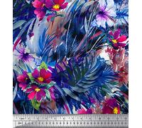 Soimoi Cotton Canvas Fabric Leaves & Floral Texture Print Fabric by The metre 42 Inch Wide