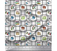 Soimoi Cotton Voile Fabric Thread Reel,Pin & Machine Sewing Printed Craft Fabric by The metre 42 Inch Wide