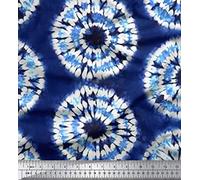 Soimoi Decorative Shibori Print Cotton Fabric By The Meter 60 GSM Indigo Blue 58 Inches Wide