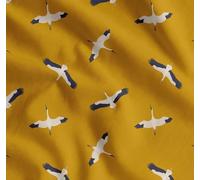 Soimoi Gold Cotton Poplin Fabric Flying Stork Bird Print Fabric by the metre 56 Inch Wide