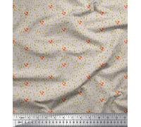 Soimoi Gray Cotton Cambric Fabric Triangle & Fox Kids Printed Craft Fabric by the metre 56 Inch Wide
